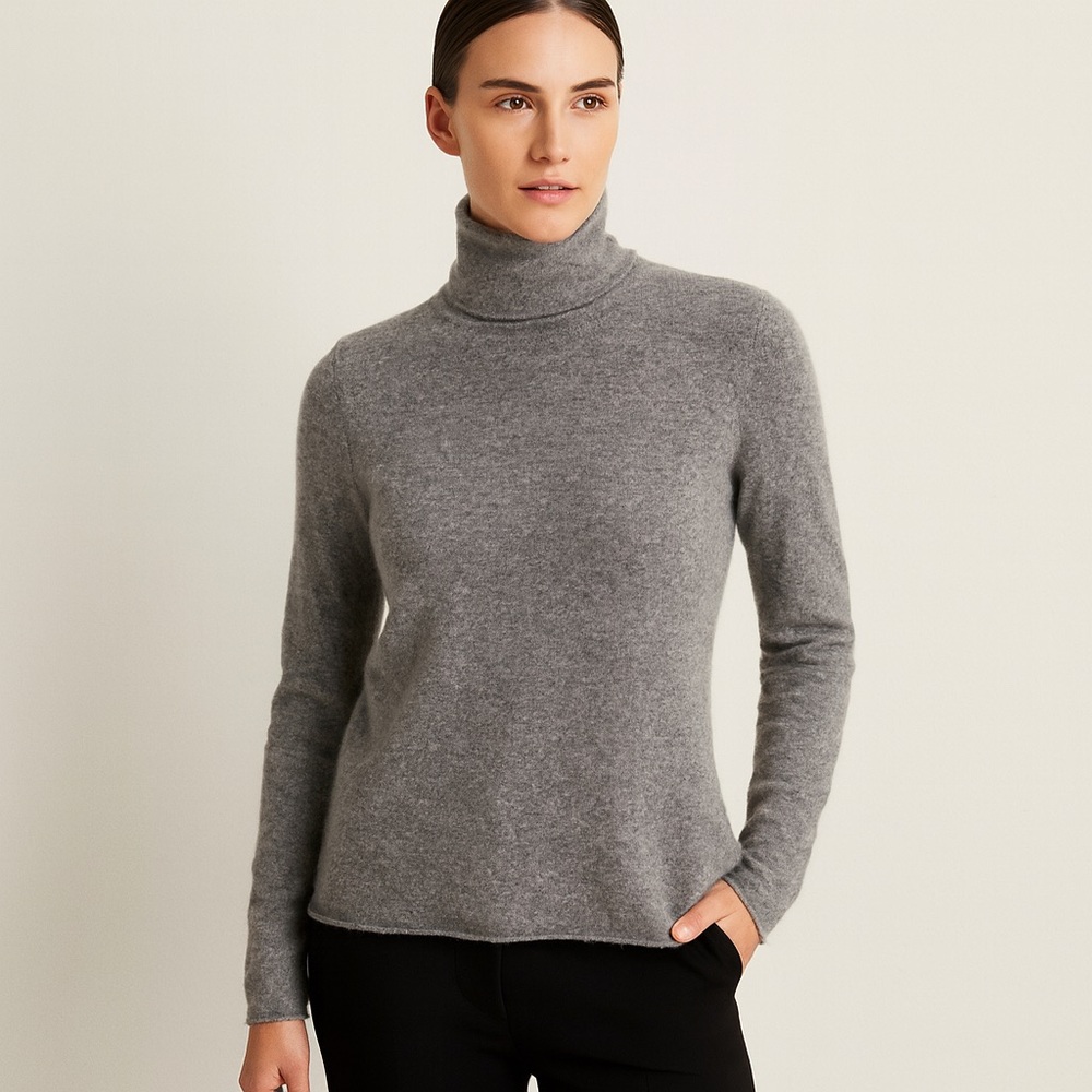 LXRI 100% Cashmere Gray Turtleneck Sweater Size M